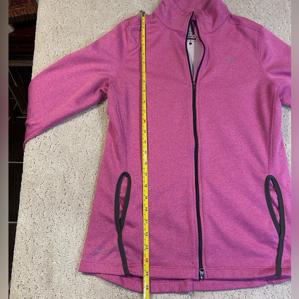 NIKE Dri Fit‎ Full Zip Athletic Jacket Mock Neck Size Women's L Long Sleeve Pink - Picture 5 of 9